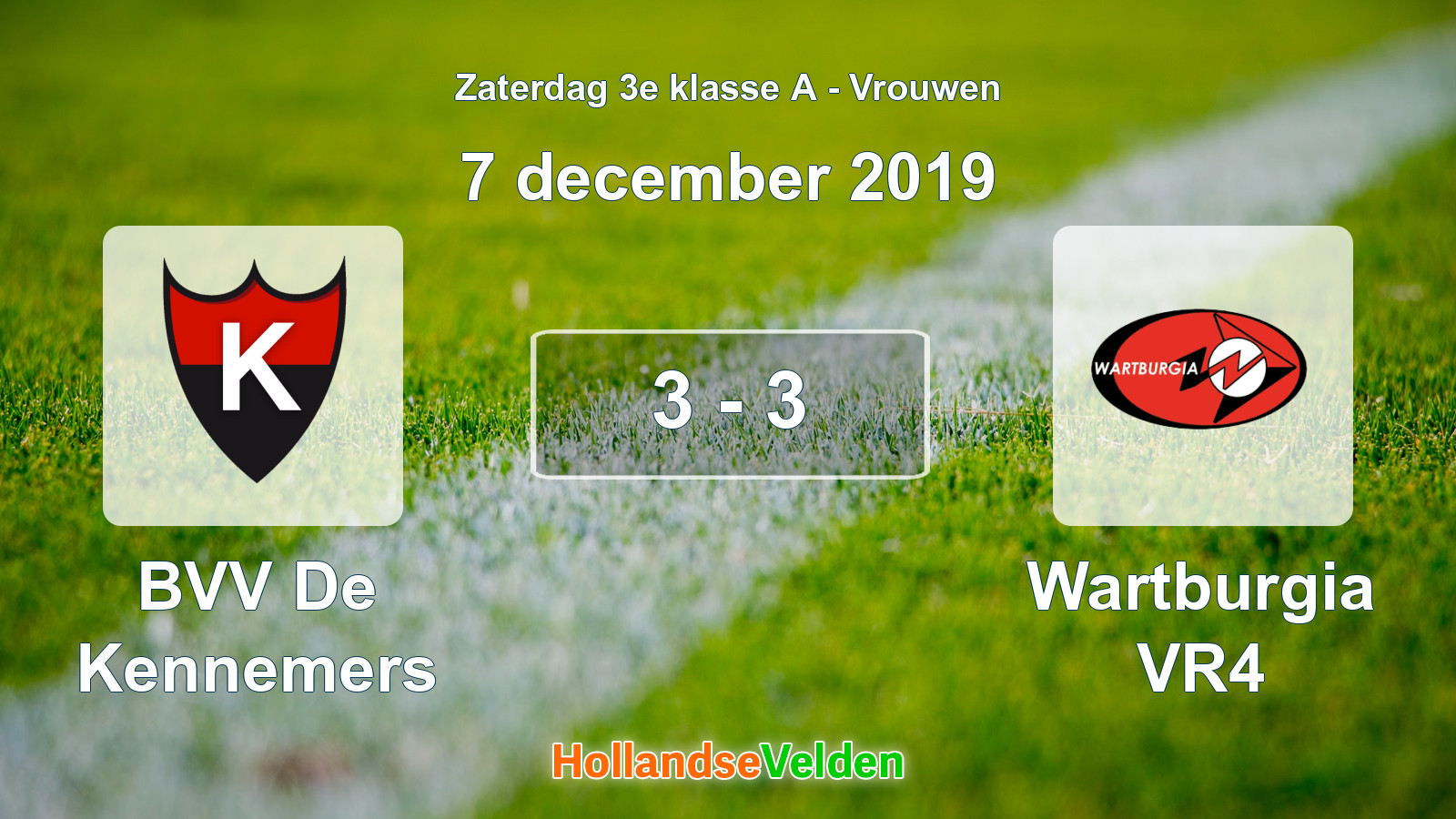 Gespeelde wedstrijd: BVV De Kennemers - Wartburgia VR4 3 - 3 (7 december 2019)