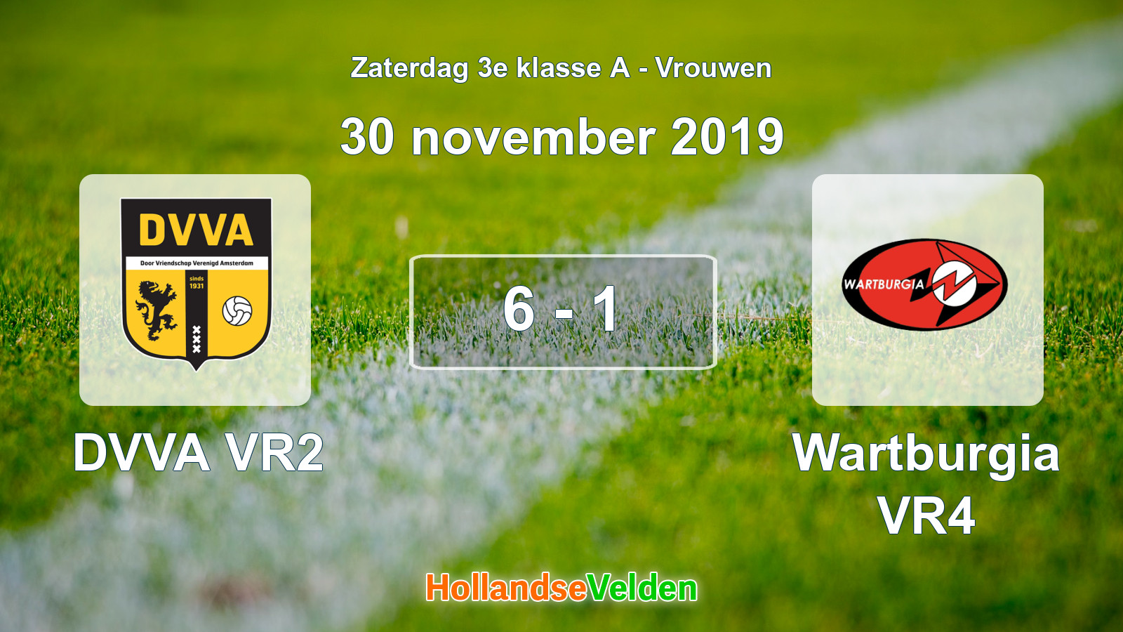 Gespeelde wedstrijd: DVVA VR2 - Wartburgia VR4 6 - 1 (30 november 2019)