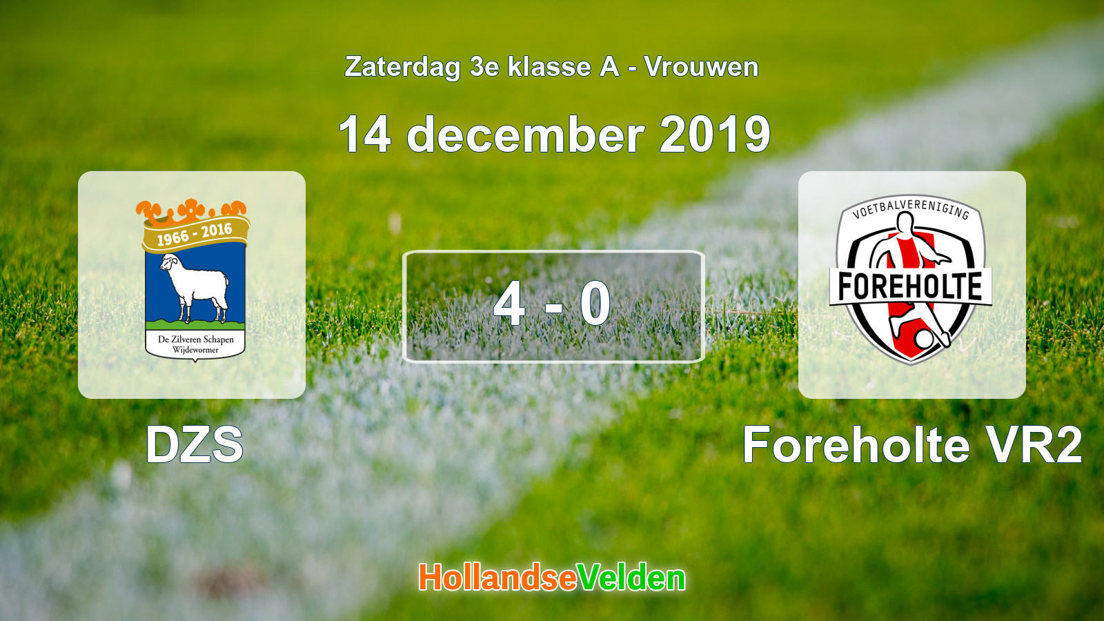 Gespeelde wedstrijd: DZS - Foreholte VR2 4 - 0 (14 december 2019)