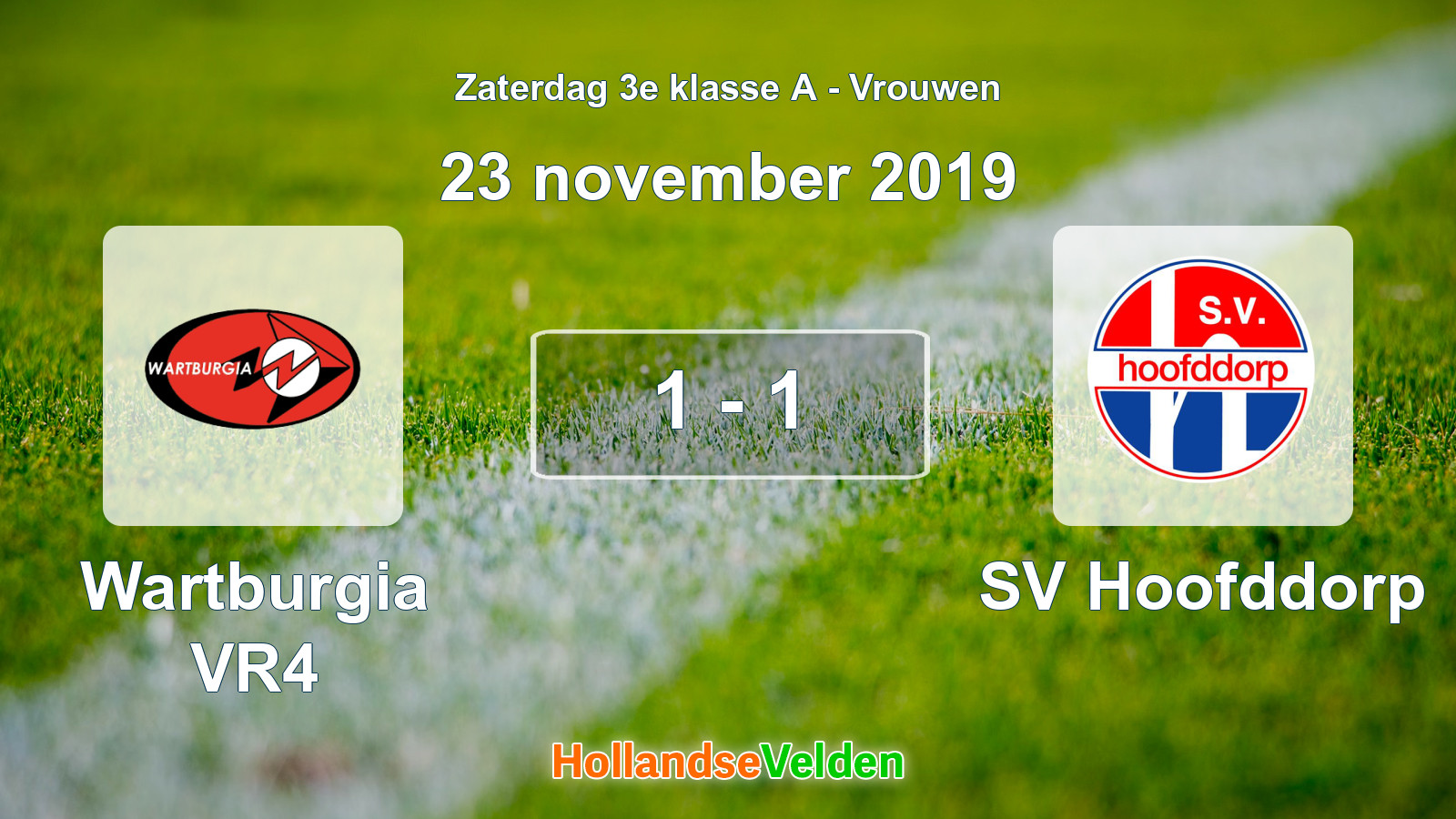 Gespeelde wedstrijd: Wartburgia VR4 - SV Hoofddorp 1 - 1 (23 november 2019)