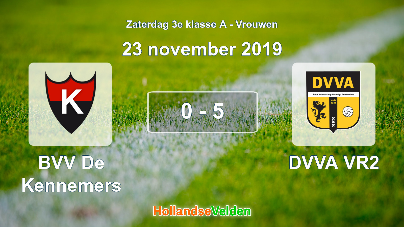 Gespeelde wedstrijd: BVV De Kennemers - DVVA VR2 0 - 5 (23 november 2019)