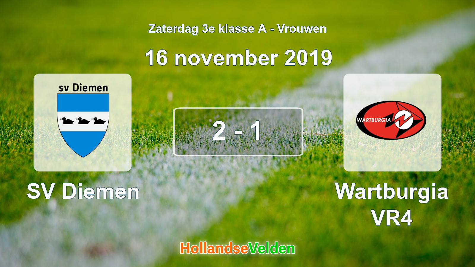 Gespeelde wedstrijd: SV Diemen - Wartburgia VR4 2 - 1 (16 november 2019)