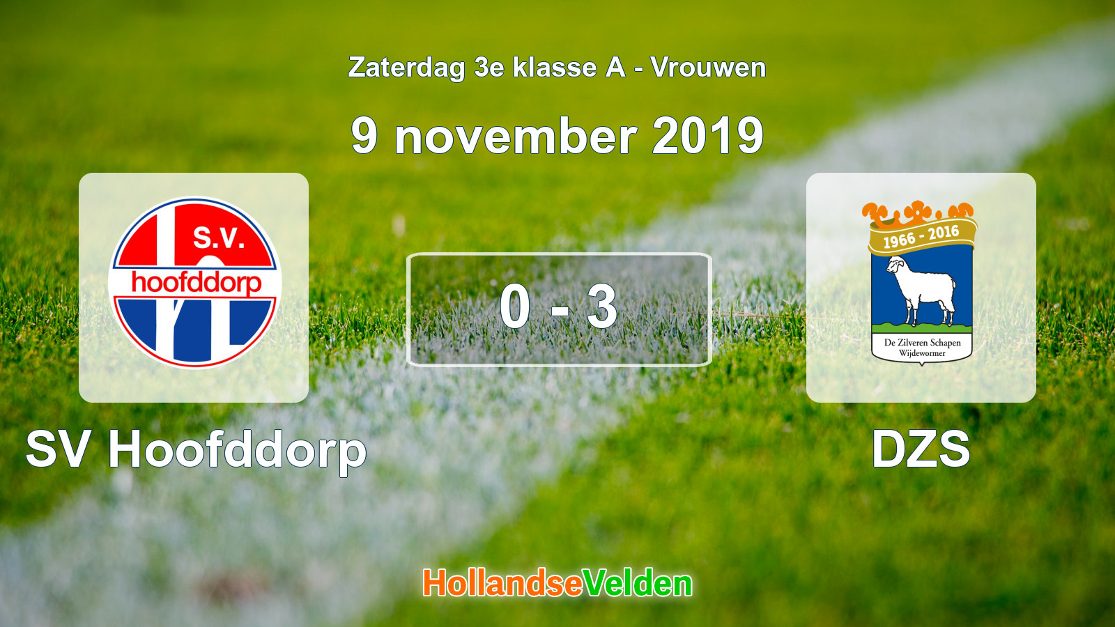 Gespeelde wedstrijd: SV Hoofddorp - DZS 0 - 3 (9 november 2019)
