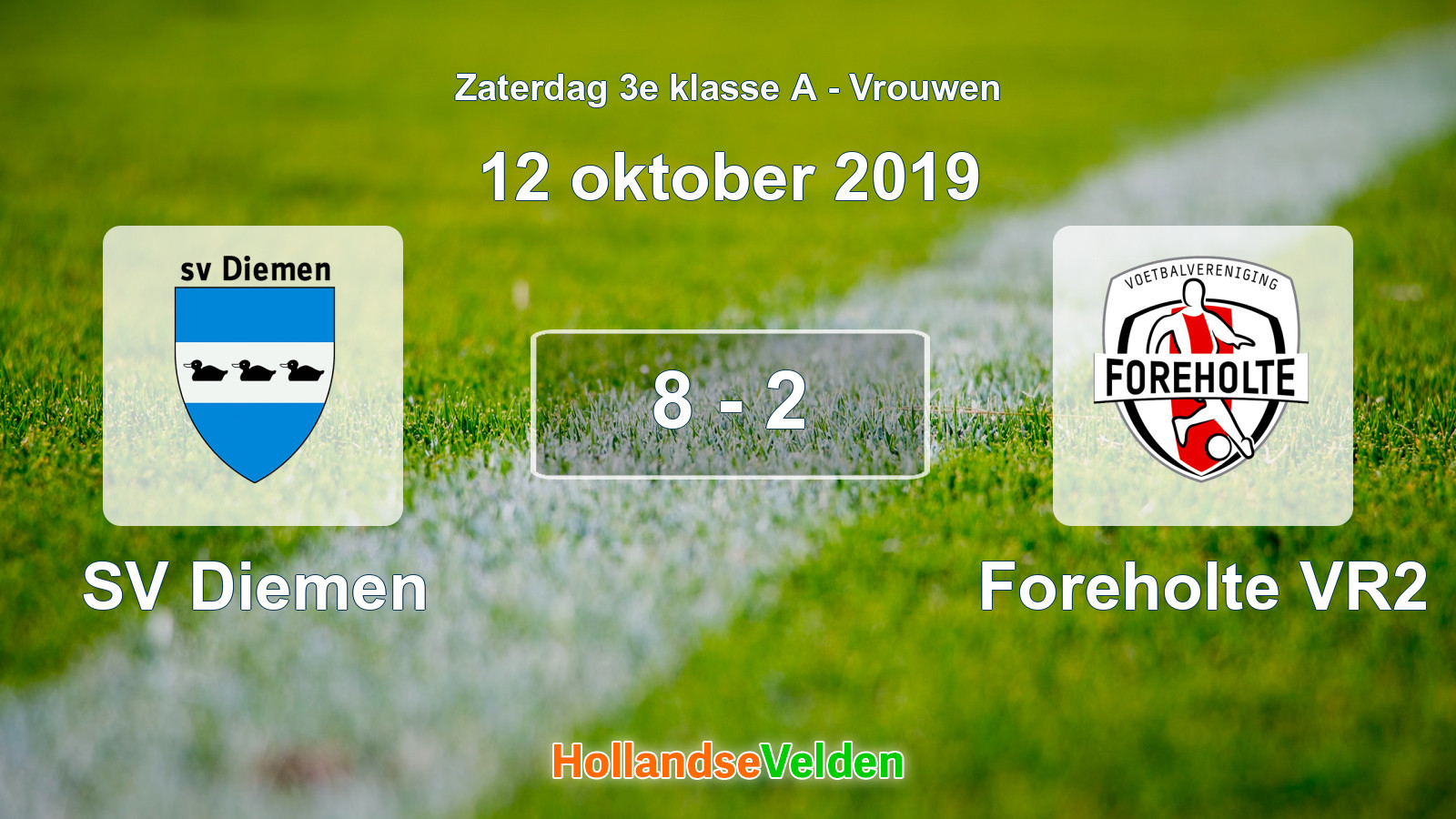 Gespeelde wedstrijd: SV Diemen - Foreholte VR2 8 - 2 (12 oktober 2019)