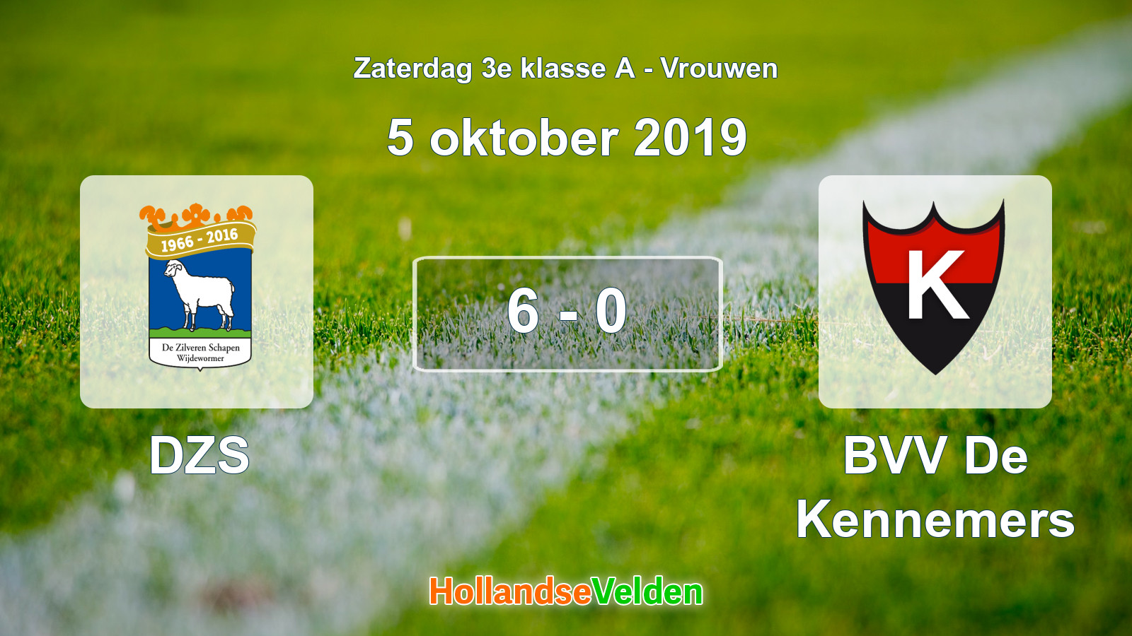 Gespeelde wedstrijd: DZS - BVV De Kennemers 6 - 0 (5 oktober 2019)