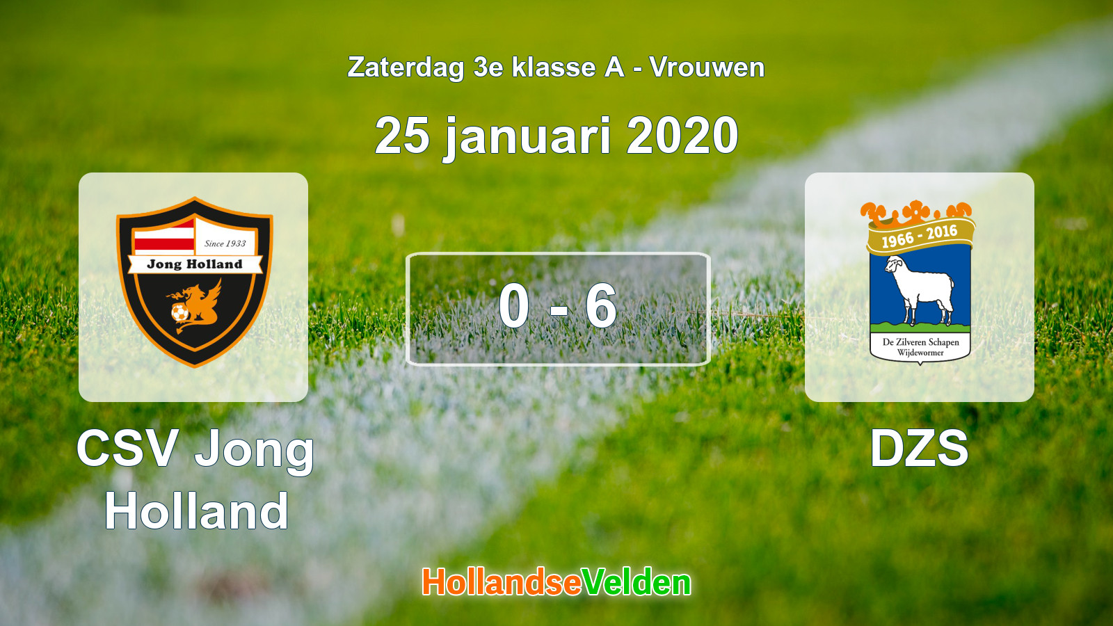 Gespeelde wedstrijd: CSV Jong Holland - DZS 0 - 6 (25 januari 2020)