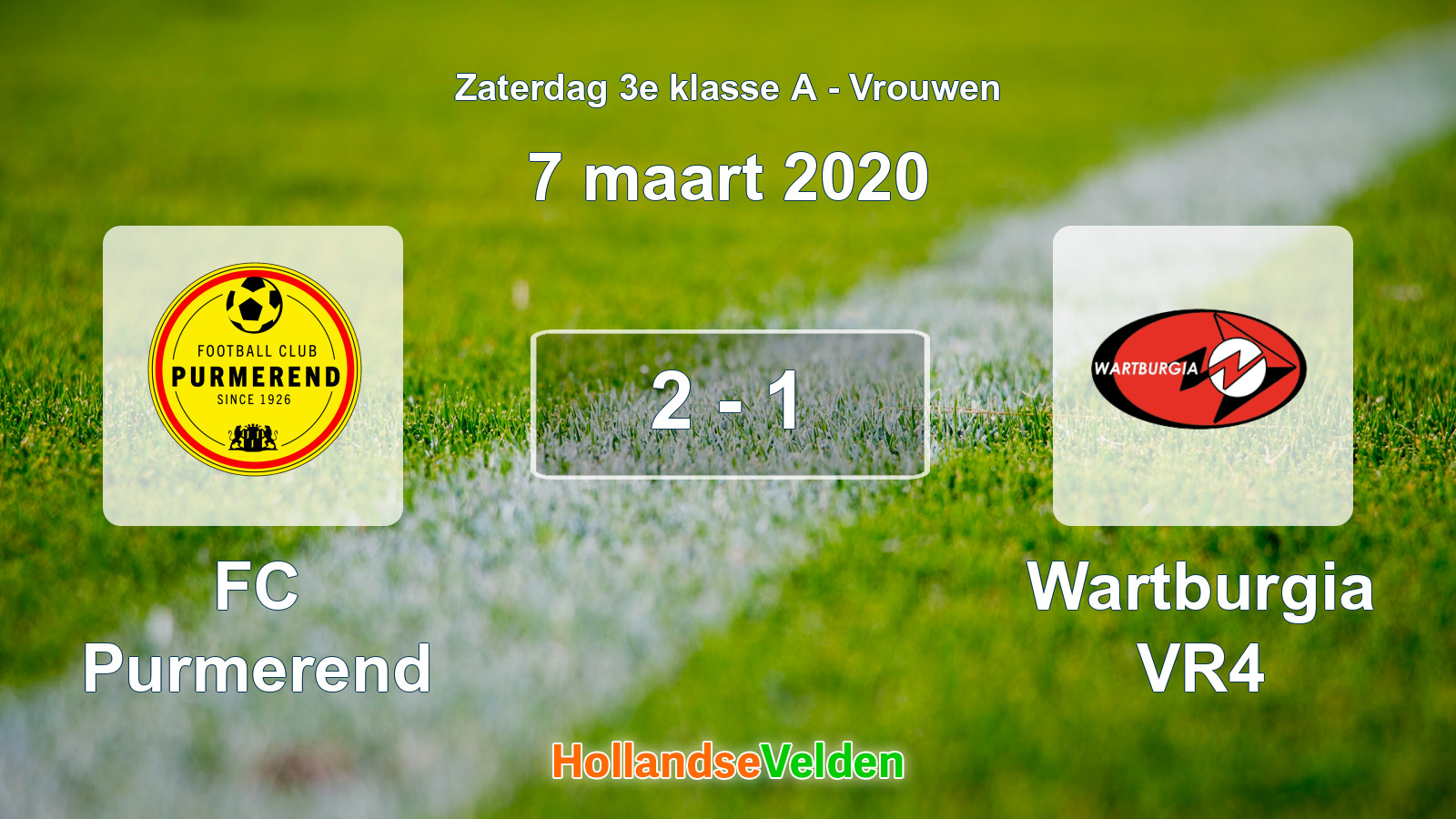 Gespeelde wedstrijd: FC Purmerend - Wartburgia VR4 2 - 1 (7 maart 2020)