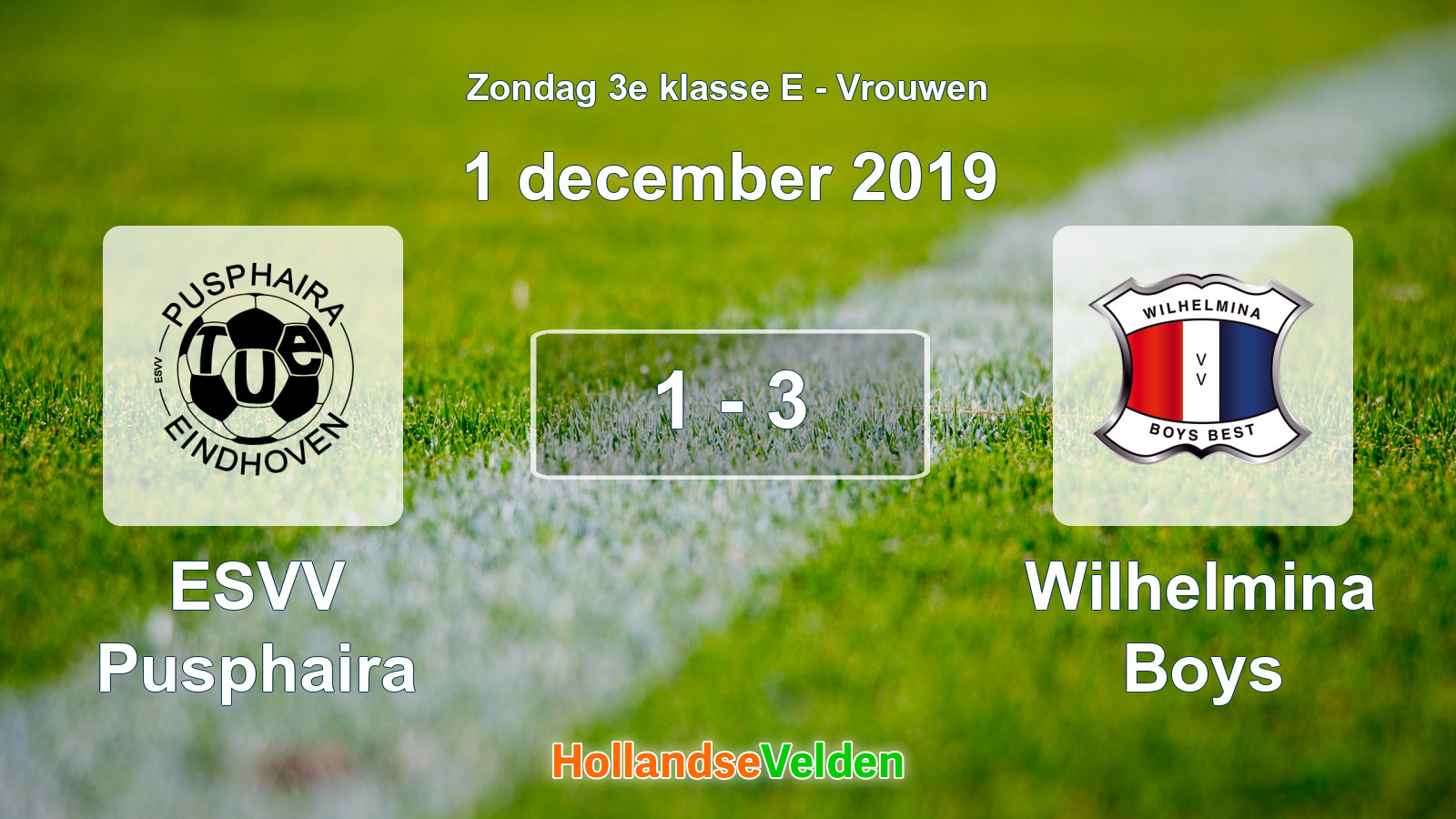 Gespeelde wedstrijd: ESVV Pusphaira - Wilhelmina Boys 1 - 3 (1 december 2019)