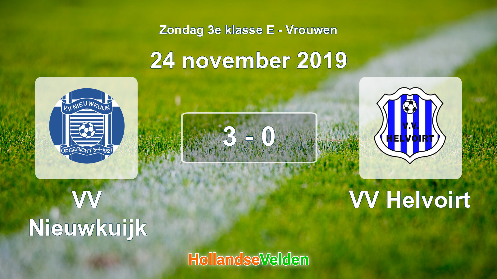 Gespeelde wedstrijd: VV Nieuwkuijk - VV Helvoirt 3 - 0 (24 november 2019)
