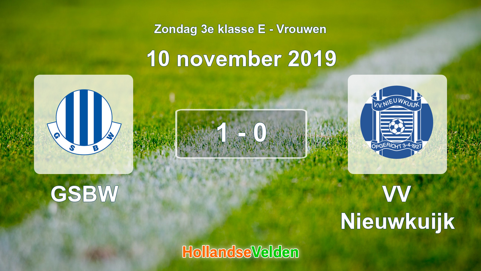 Gespeelde wedstrijd: GSBW - VV Nieuwkuijk 1 - 0 (10 november 2019)