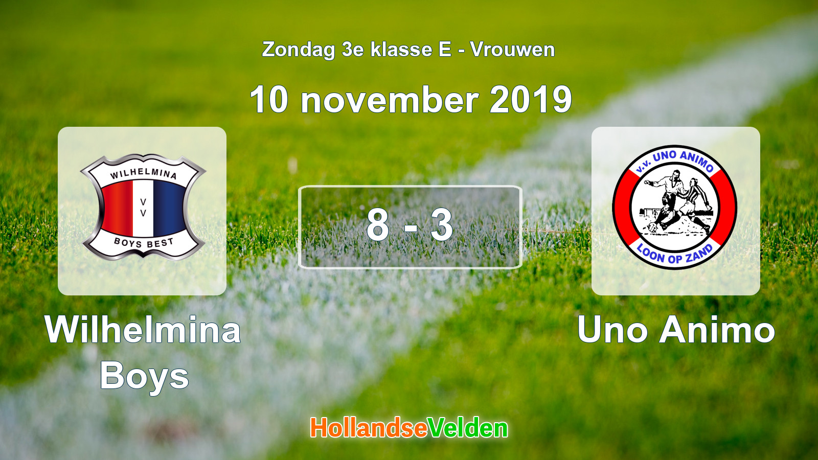 Gespeelde wedstrijd: Wilhelmina Boys - Uno Animo 8 - 3 (10 november 2019)