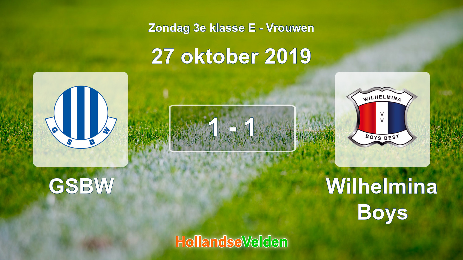 Gespeelde wedstrijd: GSBW - Wilhelmina Boys 1 - 1 (27 oktober 2019)