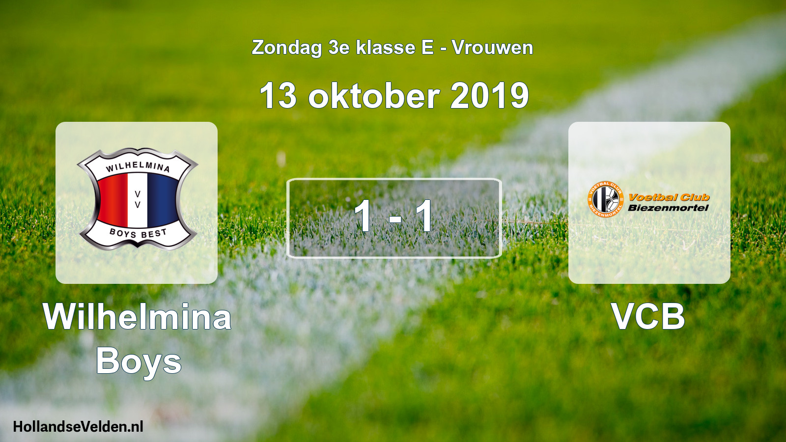 Gespeelde wedstrijd: Wilhelmina Boys - VCB 1 - 1 (13 oktober 2019)