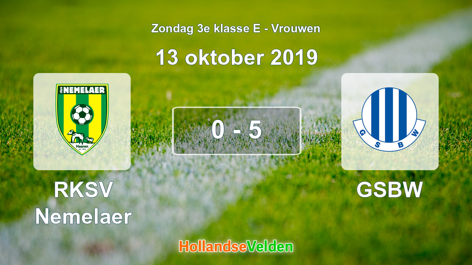 Gespeelde wedstrijd: RKSV Nemelaer - GSBW 0 - 5 (13 oktober 2019)