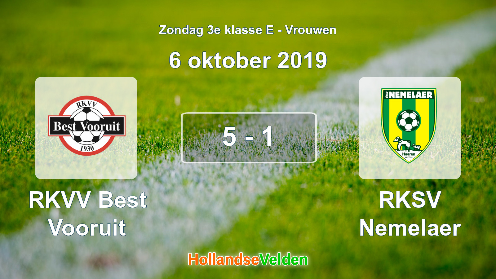 Gespeelde wedstrijd: RKVV Best Vooruit - RKSV Nemelaer 5 - 1 (6 oktober 2019)