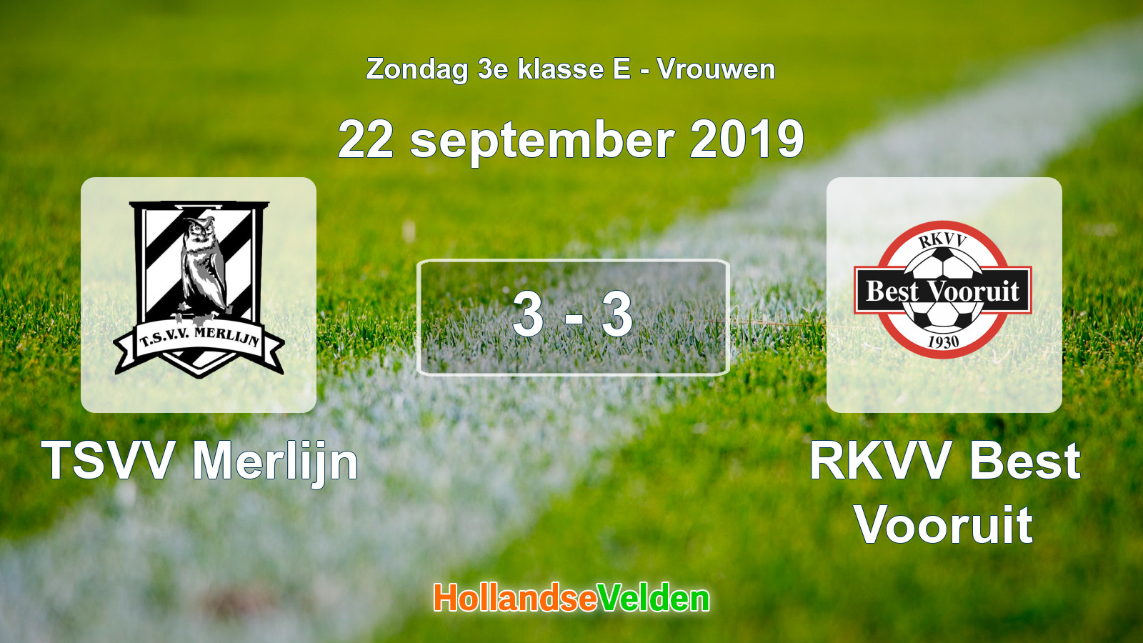 Gespeelde wedstrijd: TSVV Merlijn - RKVV Best Vooruit 3 - 3 (22 september 2019)