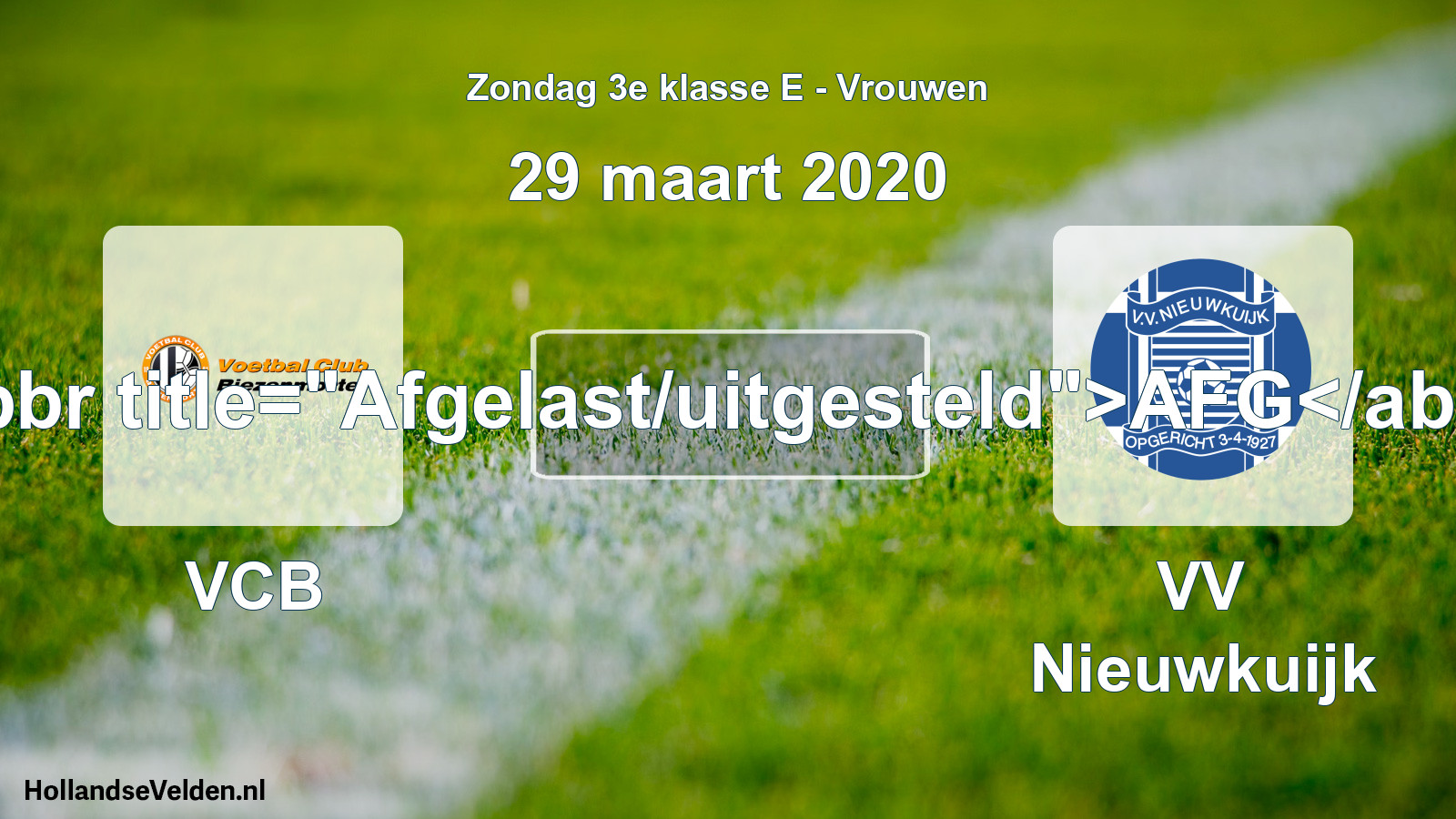 Geplande wedstrijd: VCB - VV Nieuwkuijk (29 maart 2020)