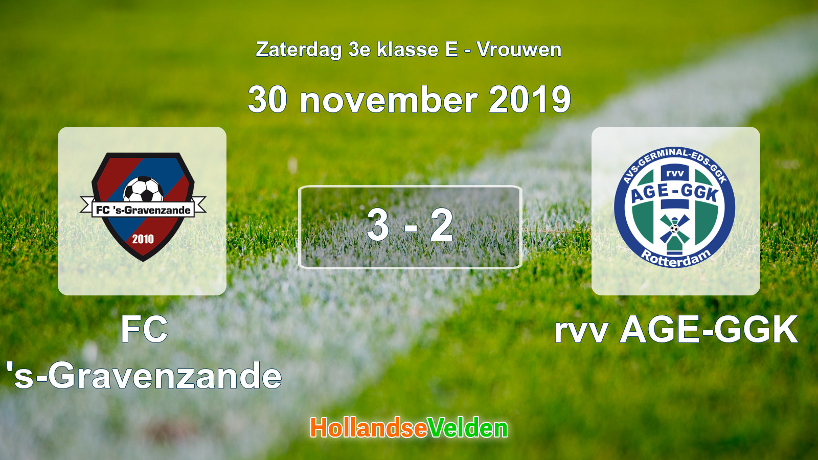 Gespeelde wedstrijd: FC 's-Gravenzande - rvv AGE-GGK 3 - 2 (30 november 2019)