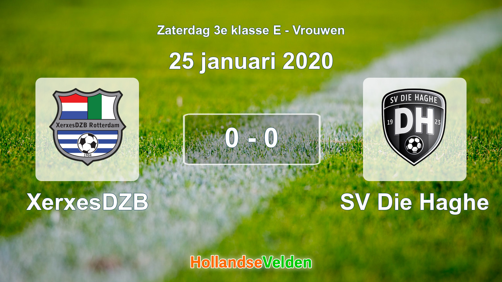 Gespeelde wedstrijd: XerxesDZB - SV Die Haghe 0 - 0 (25 januari 2020)