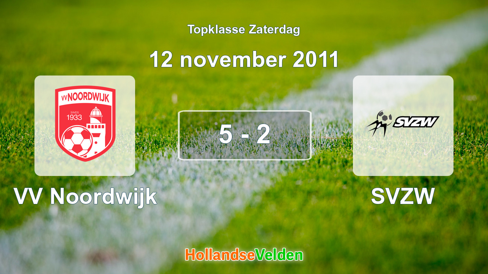 Gespeelde wedstrijd: VV Noordwijk - SVZW 5 - 2 (12 november 2011)