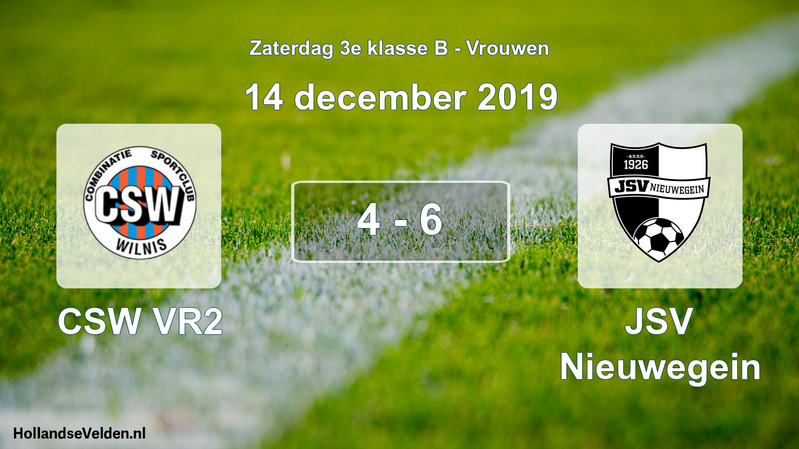 Gespeelde wedstrijd: CSW VR2 - JSV Nieuwegein 4 - 6 (14 december 2019)