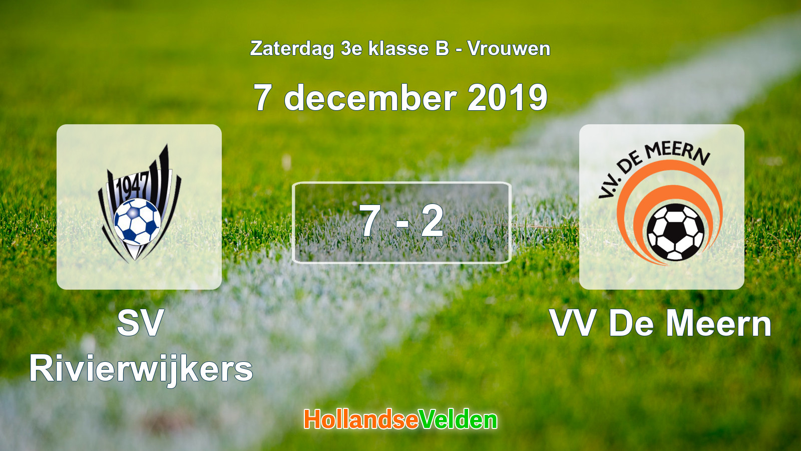 Gespeelde wedstrijd: SV Rivierwijkers - VV De Meern 7 - 2 (7 december 2019)