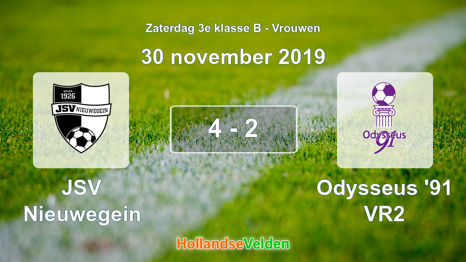 Gespeelde wedstrijd: JSV Nieuwegein - Odysseus '91 VR2 4 - 2 (30 november 2019)