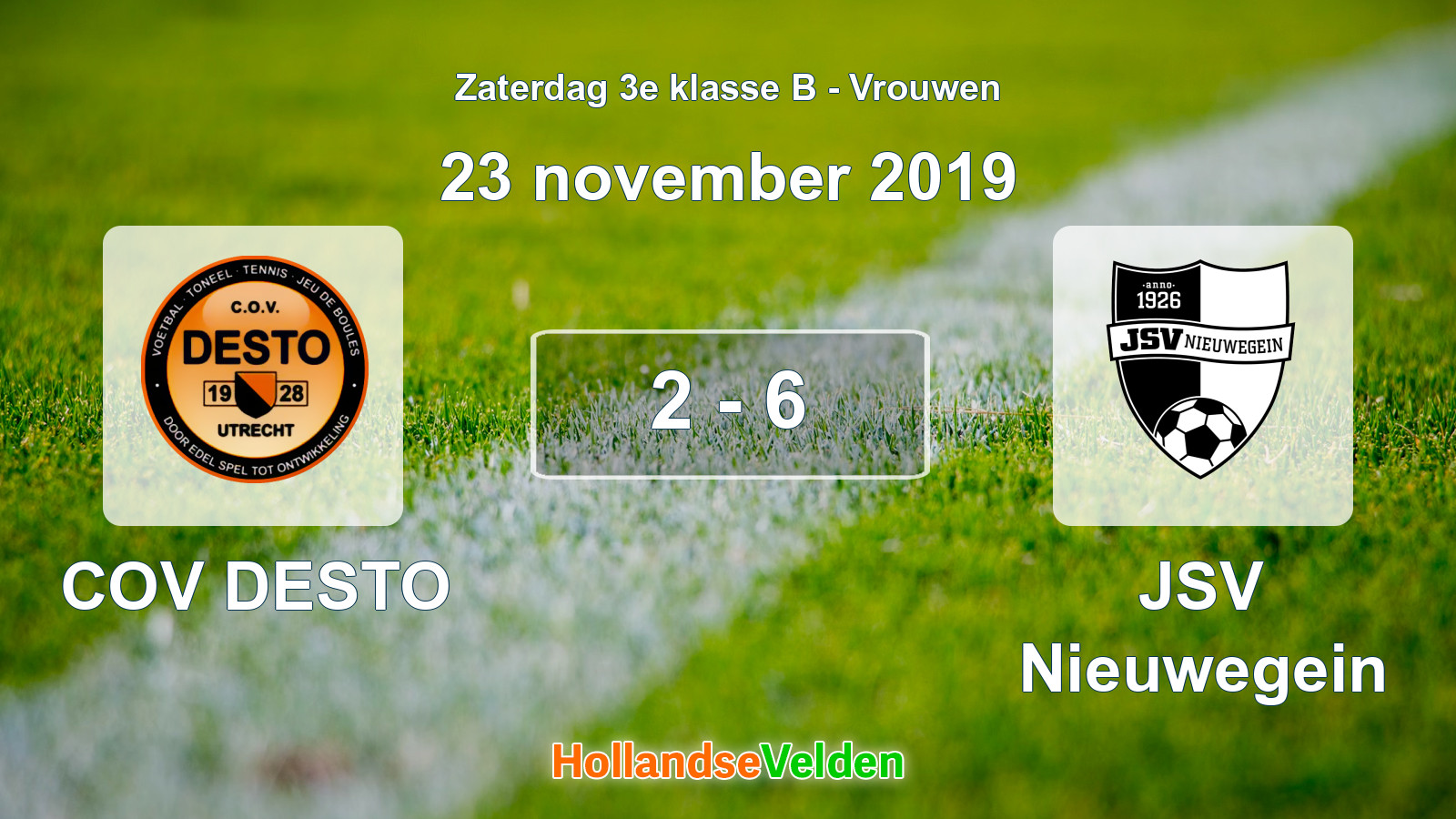 Gespeelde wedstrijd: COV DESTO - JSV Nieuwegein 2 - 6 (23 november 2019)