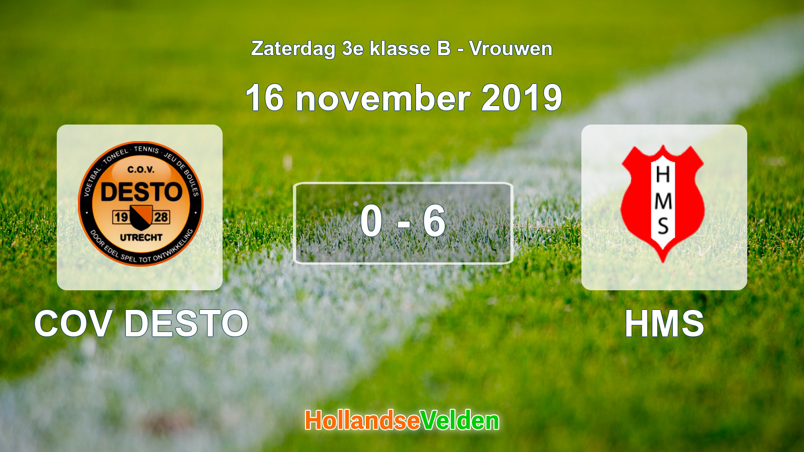 Gespeelde wedstrijd: COV DESTO - HMS 0 - 6 (16 november 2019)