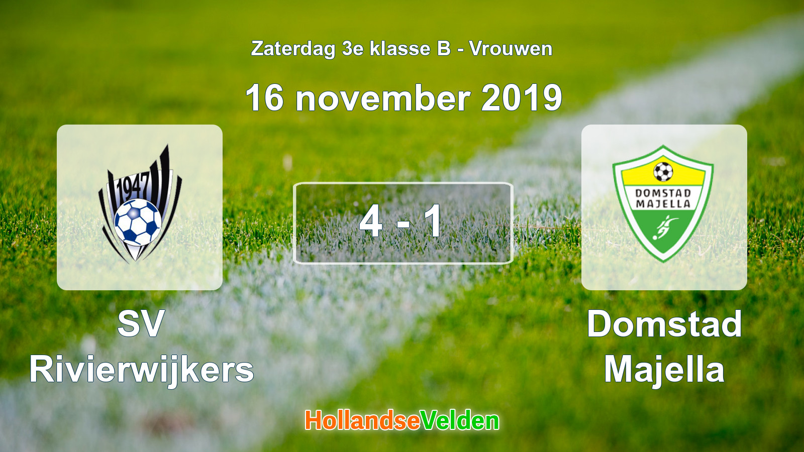Gespeelde wedstrijd: SV Rivierwijkers - Domstad Majella 4 - 1 (16 november 2019)