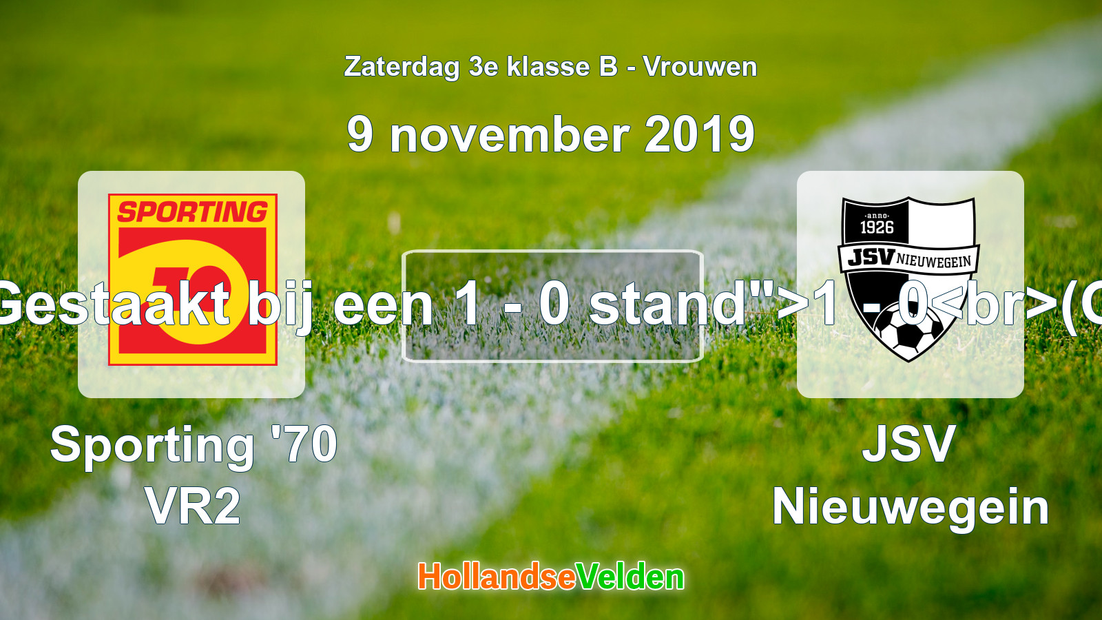 Gestaakte wedstrijd: Sporting '70 VR2 - JSV Nieuwegein (9 november 2019)