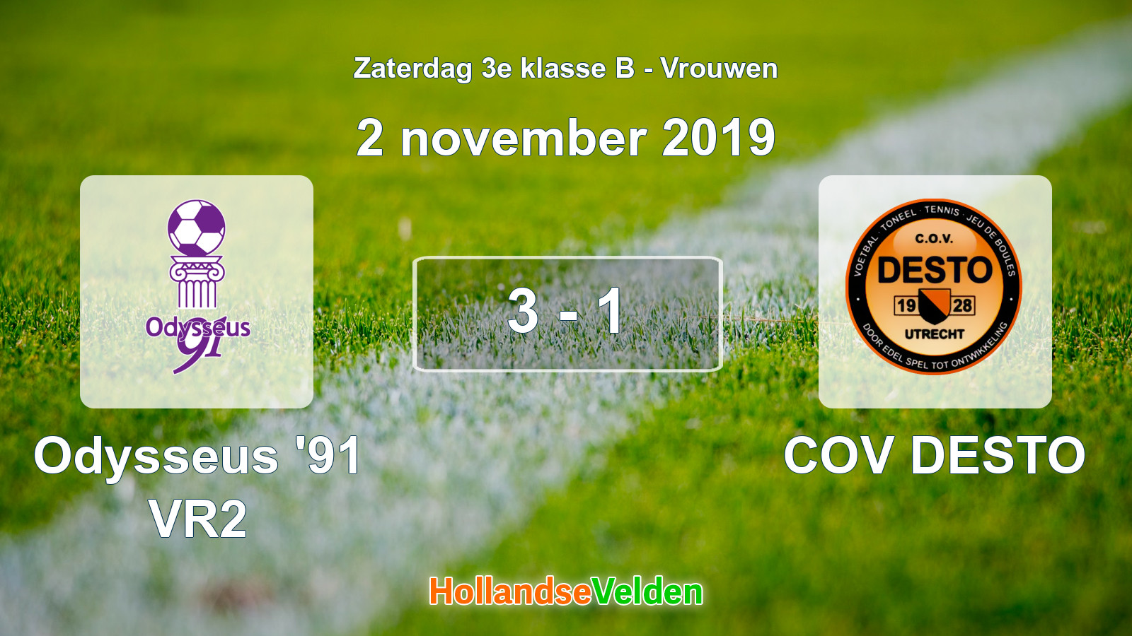 Gespeelde wedstrijd: Odysseus '91 VR2 - COV DESTO 3 - 1 (2 november 2019)