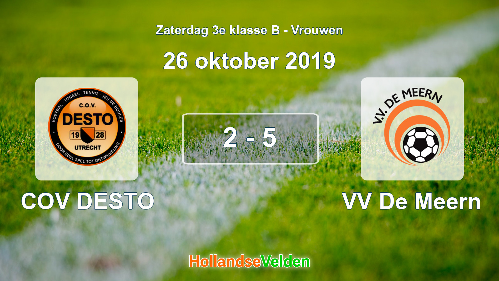 Gespeelde wedstrijd: COV DESTO - VV De Meern 2 - 5 (26 oktober 2019)
