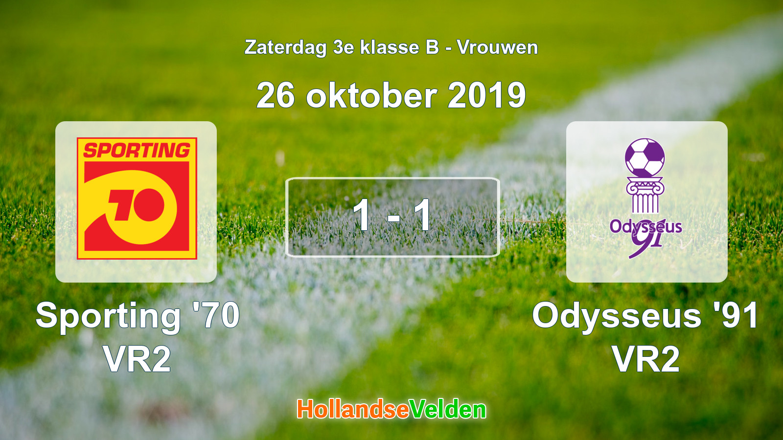 Gespeelde wedstrijd: Sporting '70 VR2 - Odysseus '91 VR2 1 - 1 (26 oktober 2019)