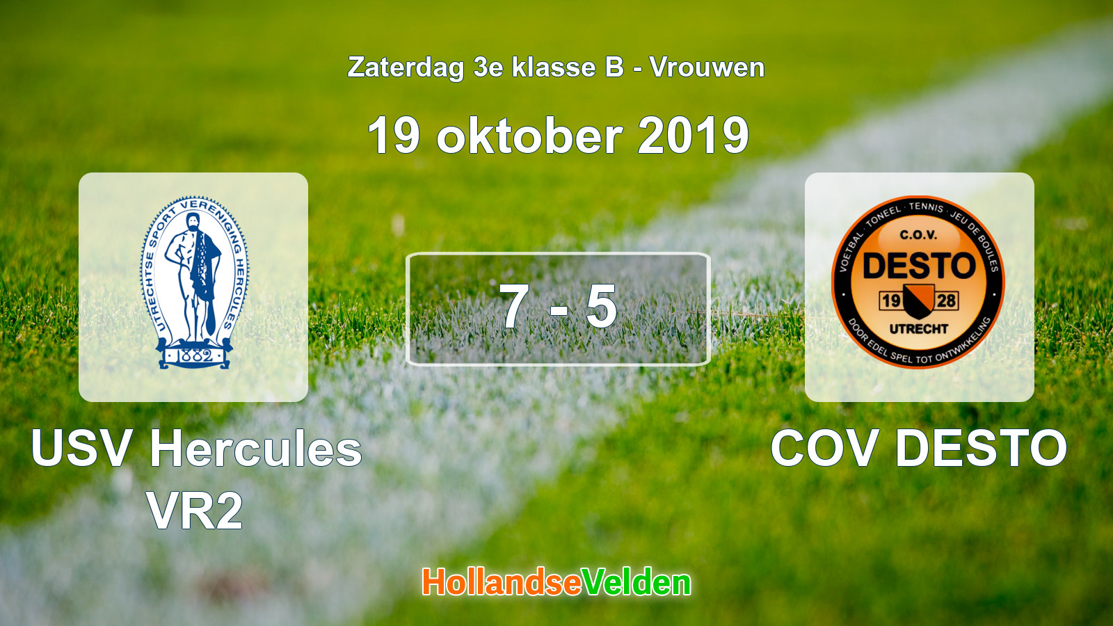 Gespeelde wedstrijd: USV Hercules VR2 - COV DESTO 7 - 5 (19 oktober 2019)