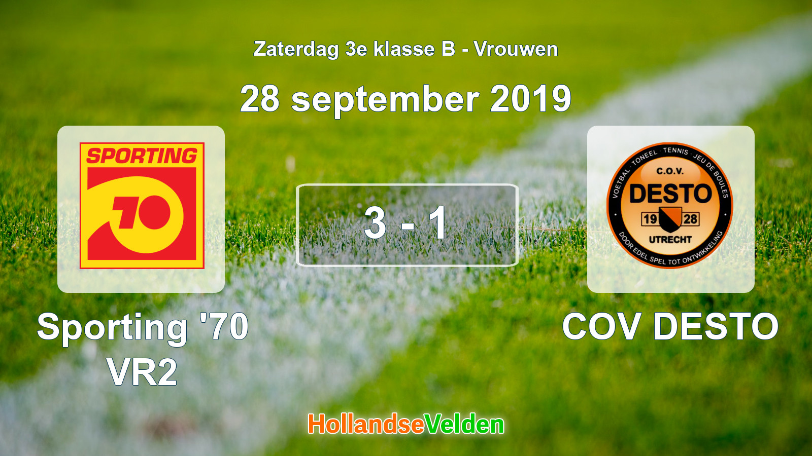 Gespeelde wedstrijd: Sporting '70 VR2 - COV DESTO 3 - 1 (28 september 2019)