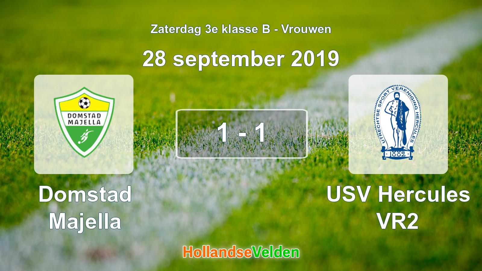 Gespeelde wedstrijd: Domstad Majella - USV Hercules VR2 1 - 1 (28 september 2019)