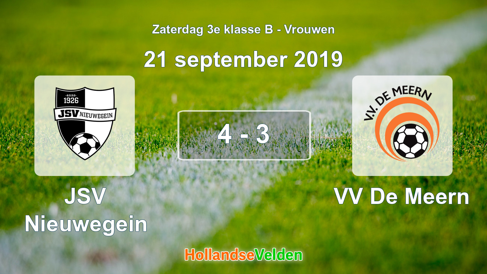 Gespeelde wedstrijd: JSV Nieuwegein - VV De Meern 4 - 3 (21 september 2019)