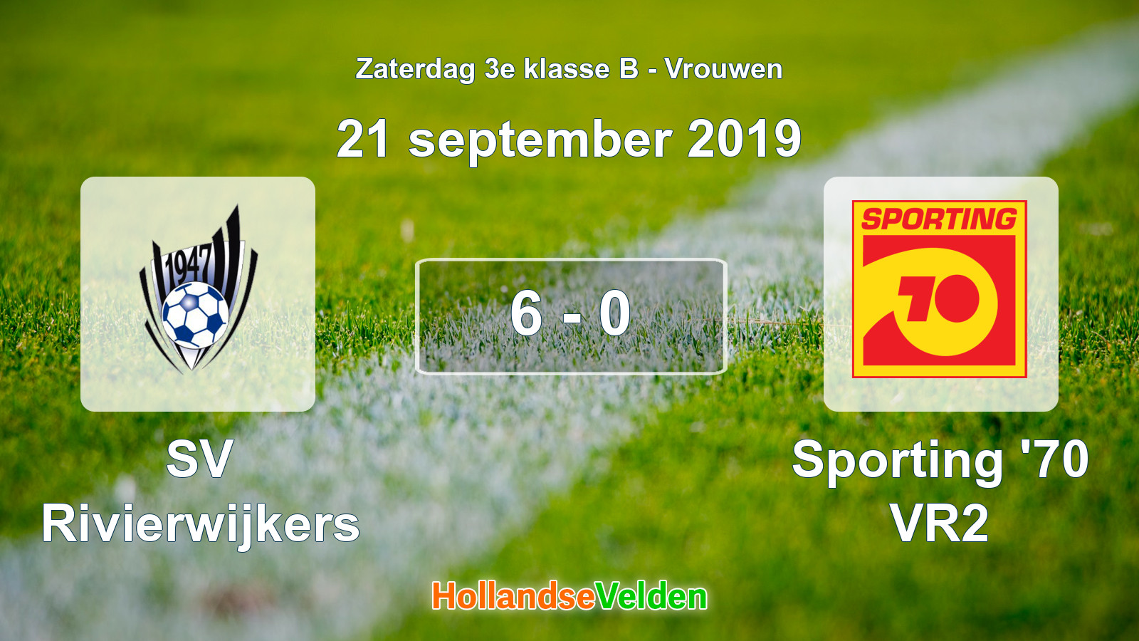 Gespeelde wedstrijd: SV Rivierwijkers - Sporting '70 VR2 6 - 0 (21 september 2019)