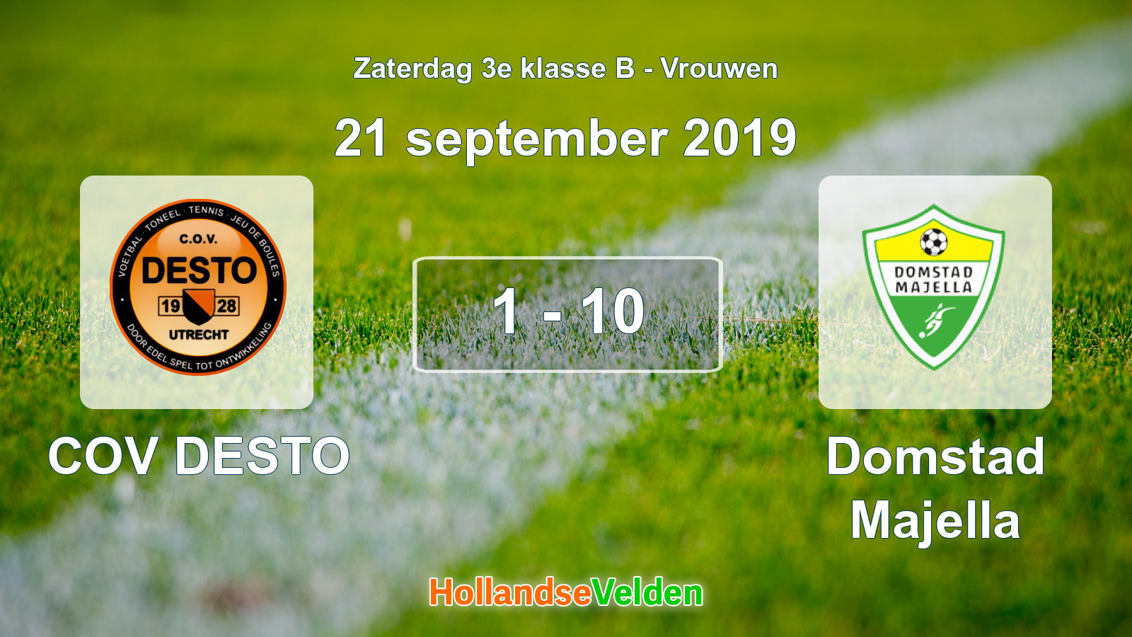 Gespeelde wedstrijd: COV DESTO - Domstad Majella 1 - 10 (21 september 2019)