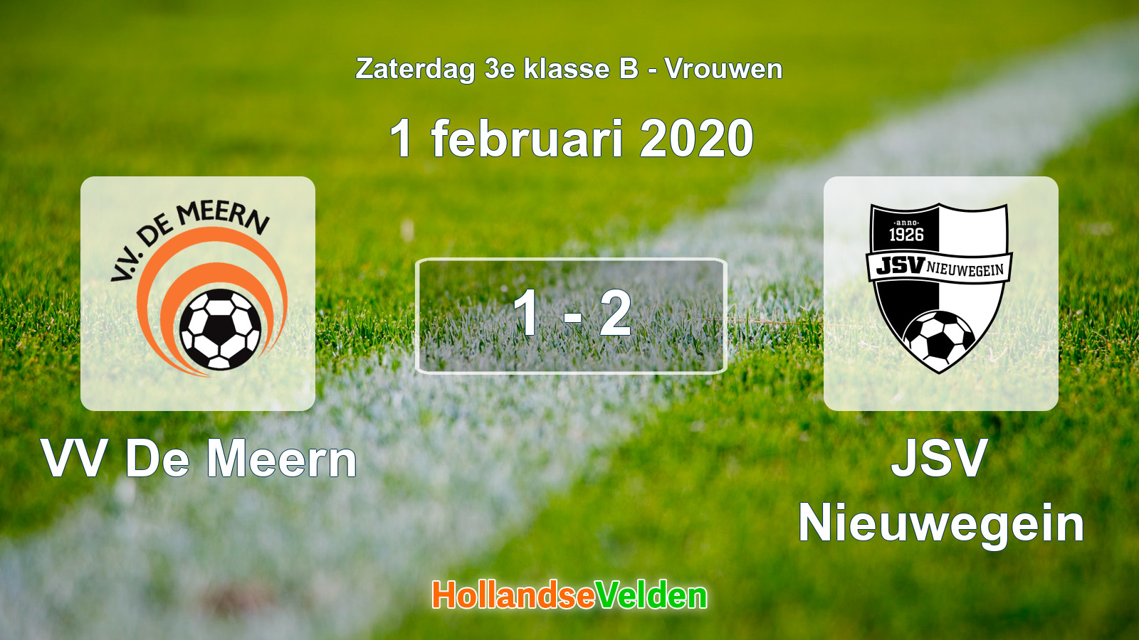 Gespeelde wedstrijd: VV De Meern - JSV Nieuwegein 1 - 2 (1 februari 2020)
