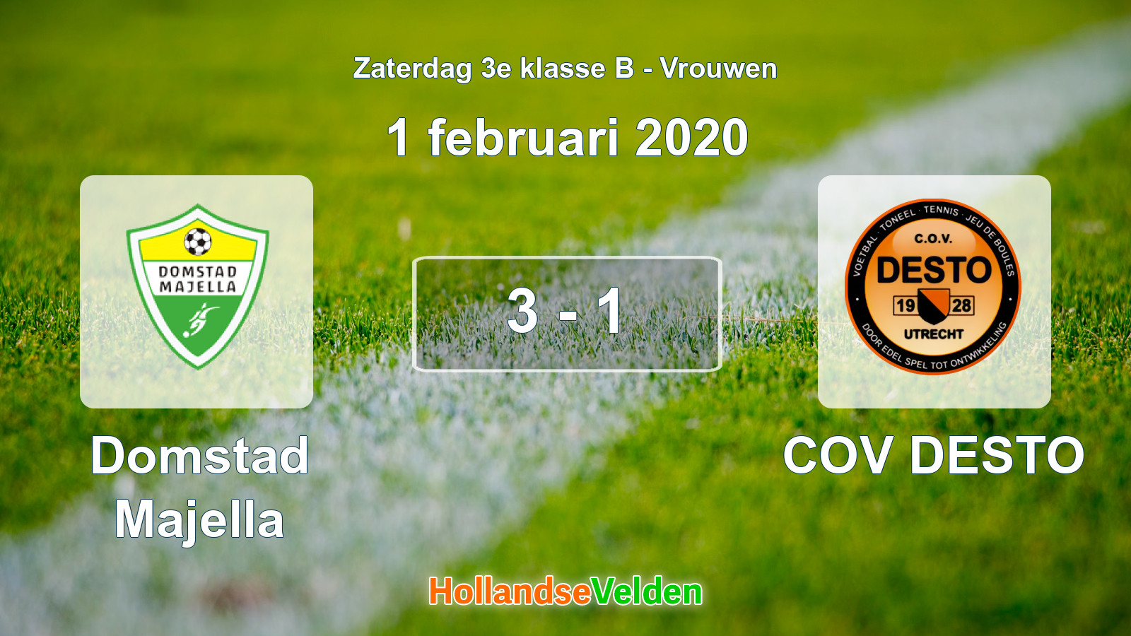 Gespeelde wedstrijd: Domstad Majella - COV DESTO 3 - 1 (1 februari 2020)