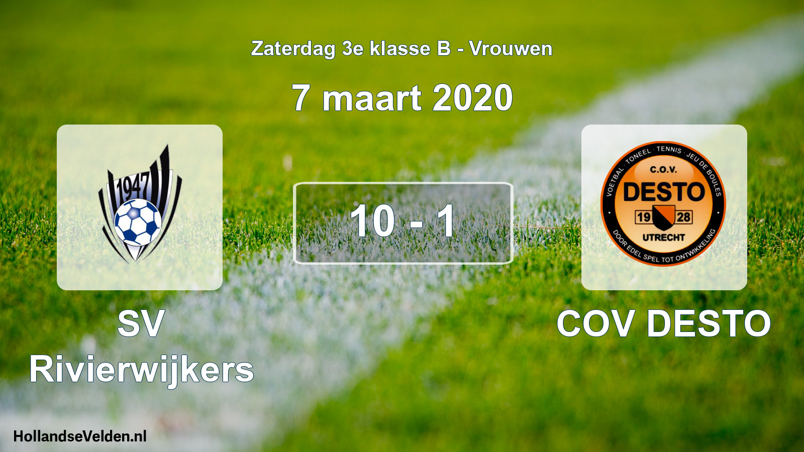 Gespeelde wedstrijd: SV Rivierwijkers - COV DESTO 10 - 1 (7 maart 2020)