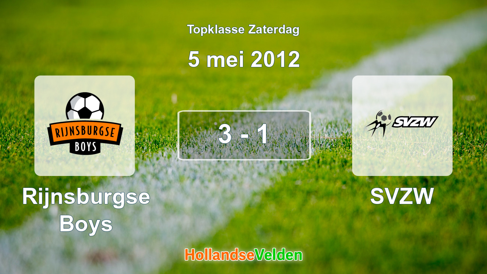 Gespeelde wedstrijd: Rijnsburgse Boys - SVZW 3 - 1 (5 mei 2012)