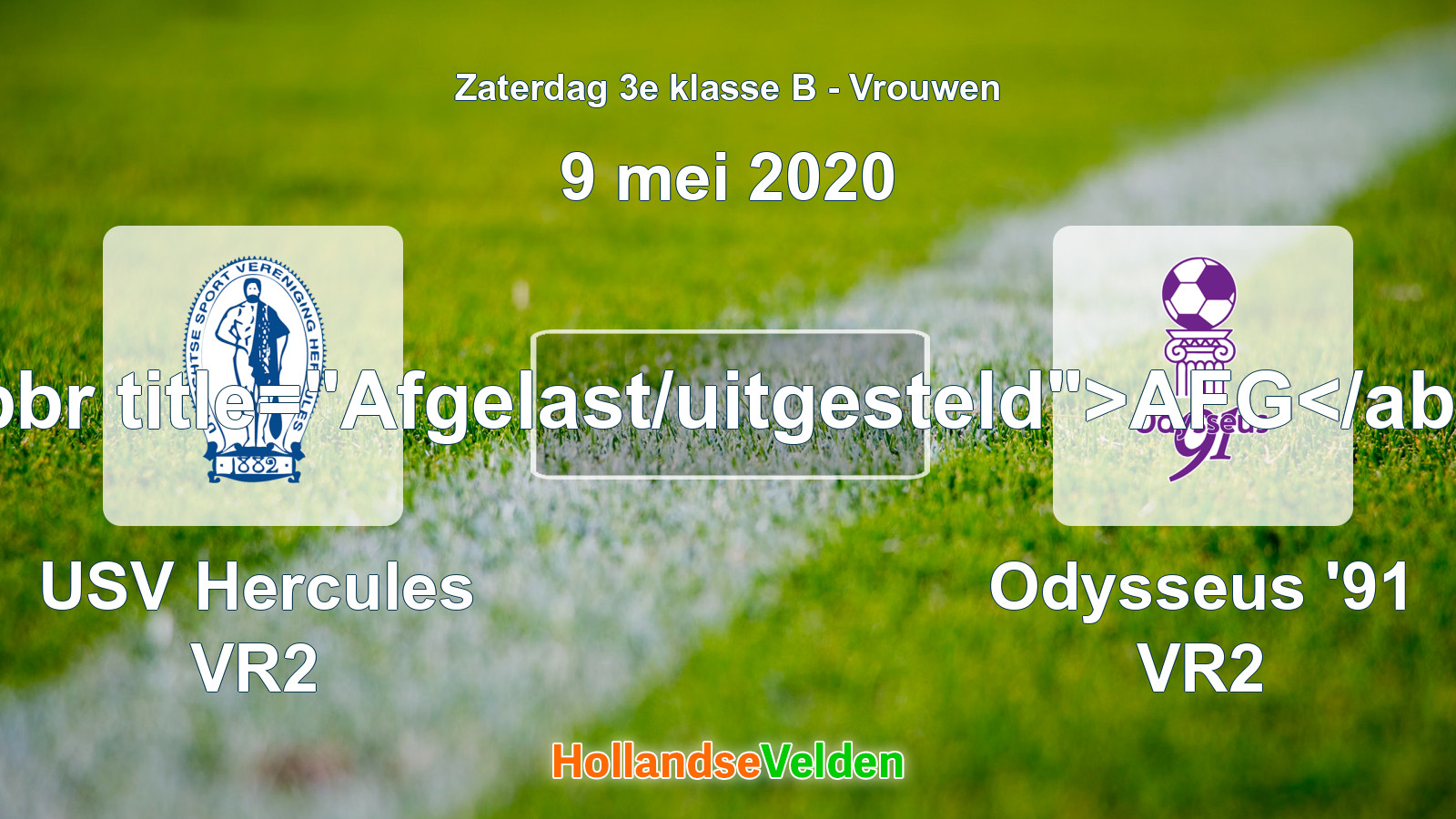 Geplande wedstrijd: USV Hercules VR2 - Odysseus '91 VR2 (9 mei 2020)