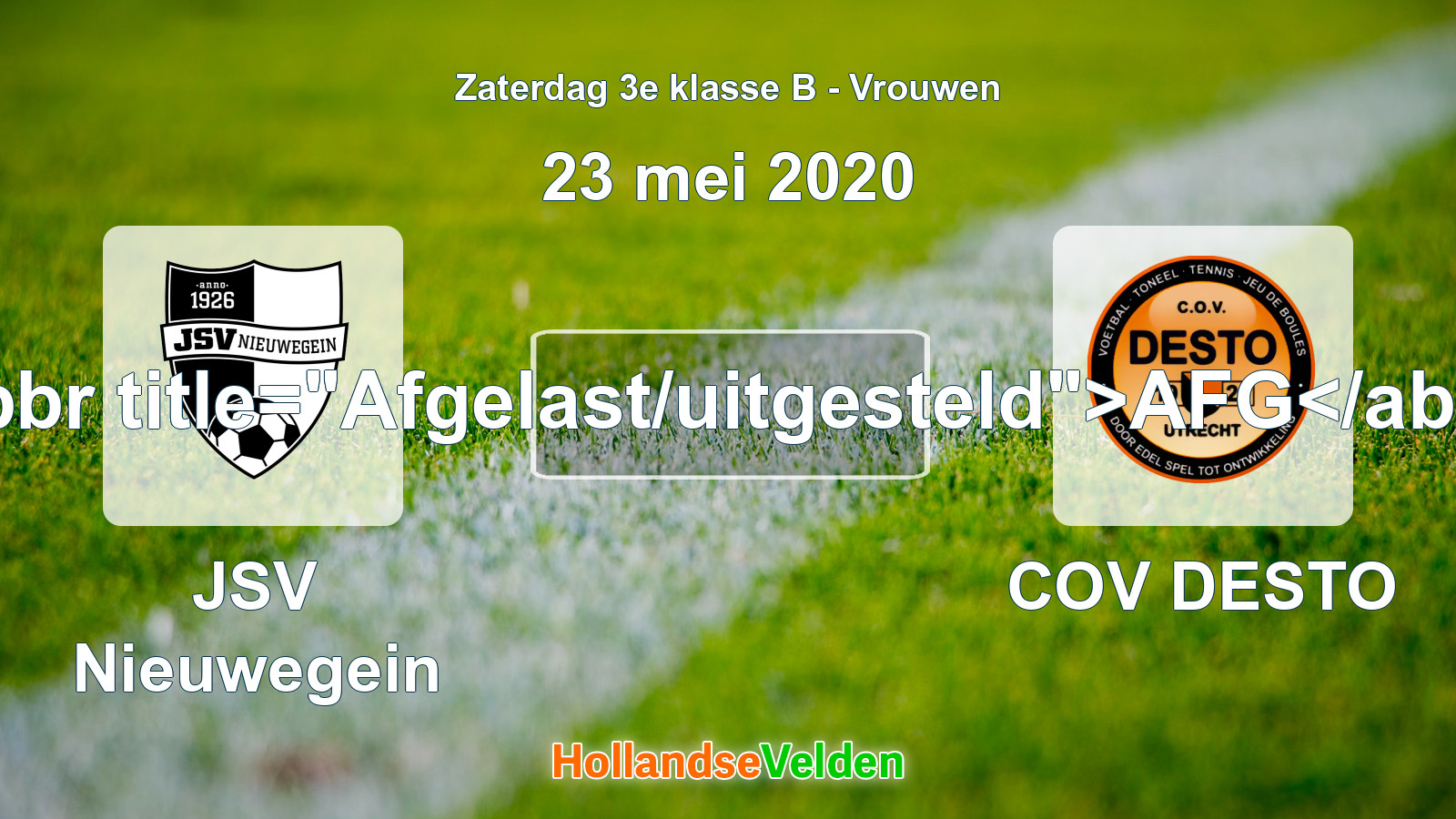Geplande wedstrijd: JSV Nieuwegein - COV DESTO (23 mei 2020)