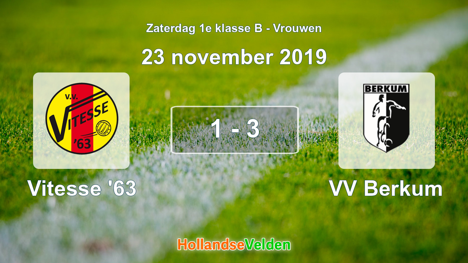 Gespeelde wedstrijd: Vitesse '63 - VV Berkum 1 - 3 (23 november 2019)