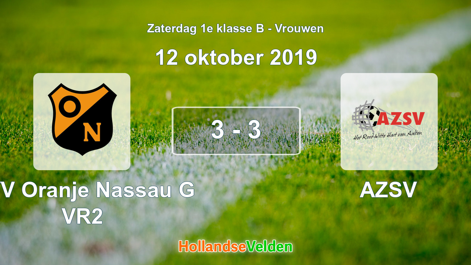 Gespeelde wedstrijd: CVV Oranje Nassau G VR2 - AZSV 3 - 3 (12 oktober 2019)