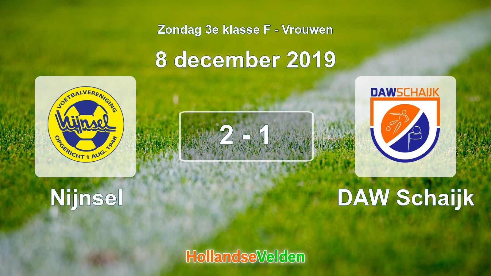 Gespeelde wedstrijd: Nijnsel - DAW Schaijk 2 - 1 (8 december 2019)