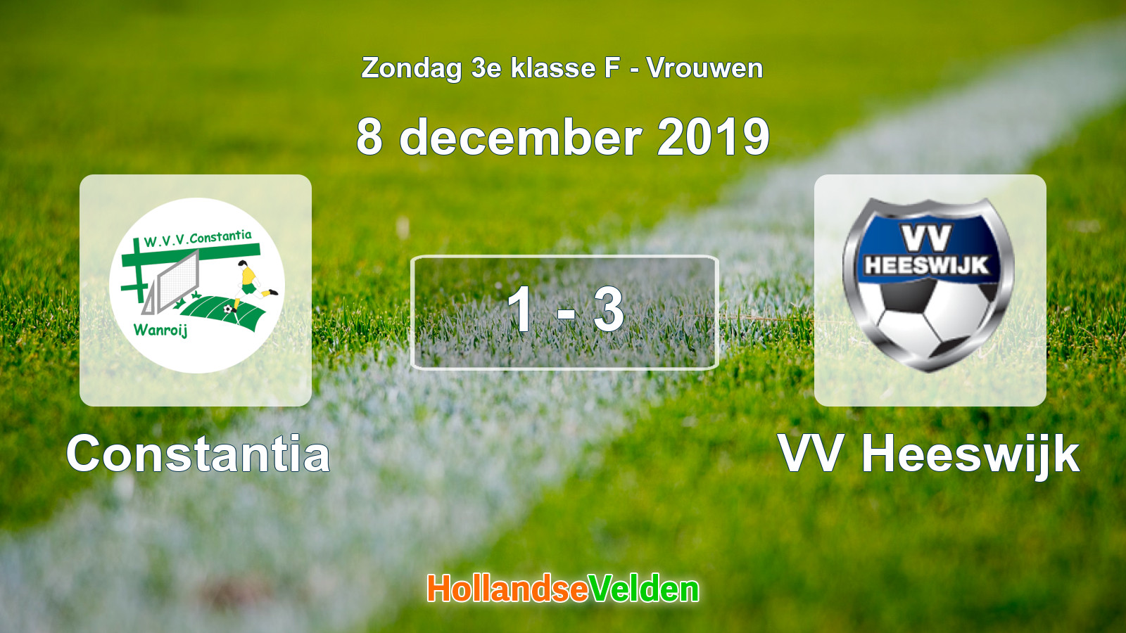Gespeelde wedstrijd: Constantia - VV Heeswijk 1 - 3 (8 december 2019)